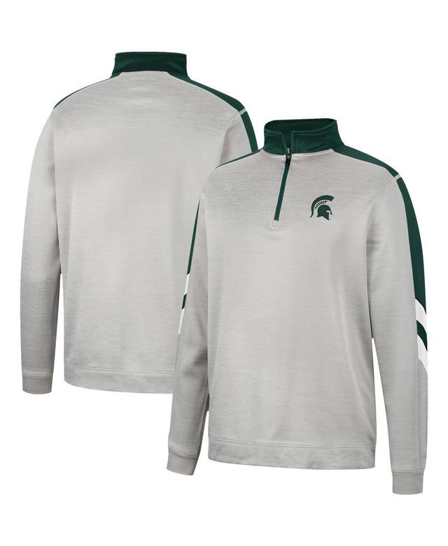 Mens Colosseum Gray/Green Michigan State Spartans Bushwood Fleece Quarter-Zip Jacket Product Image