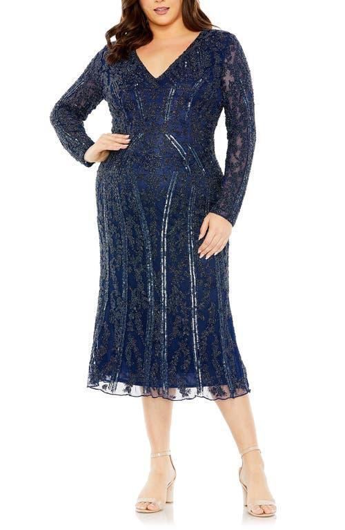 FABULOUSS BY MAC DUGGAL Embellished Long Sleeve Midi Cocktail Dress Product Image