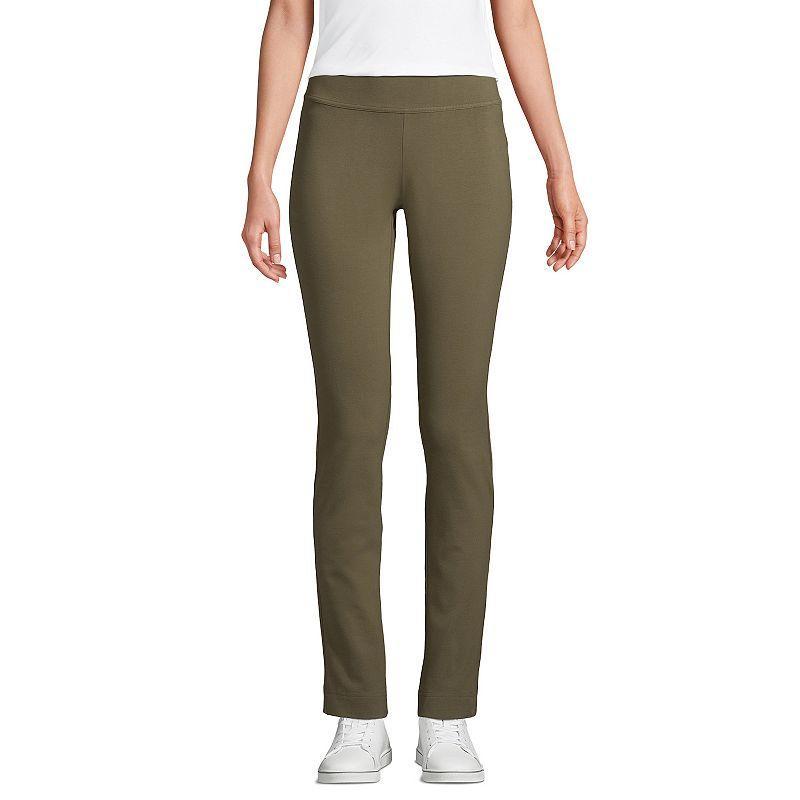 Petite Lands End Starfish Slim Cut Pull-On Pants, Womens Green Moss Product Image