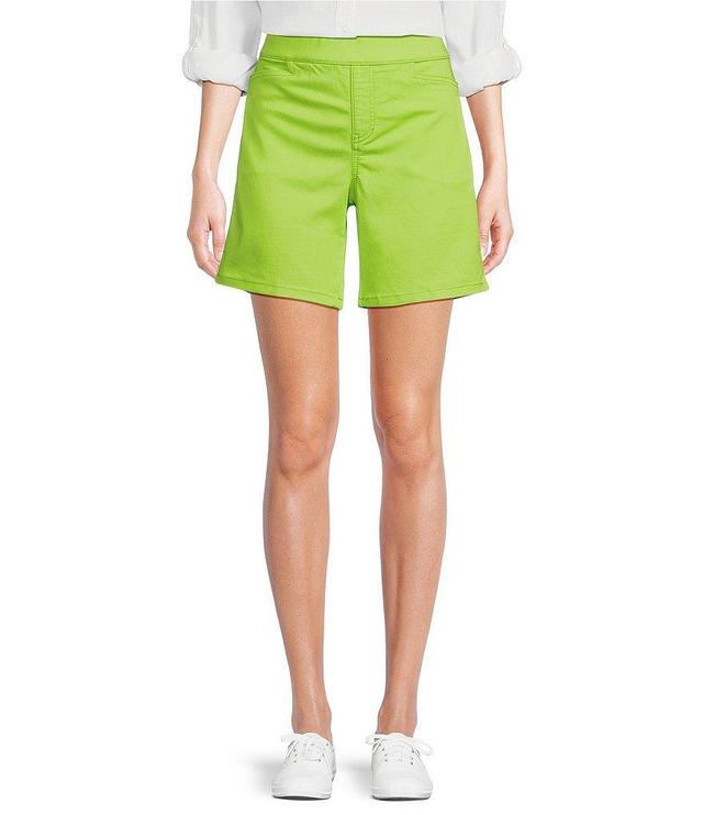 Intro Daisy Faux Fly Front High Waisted Stretch Pull-On Shorts Product Image