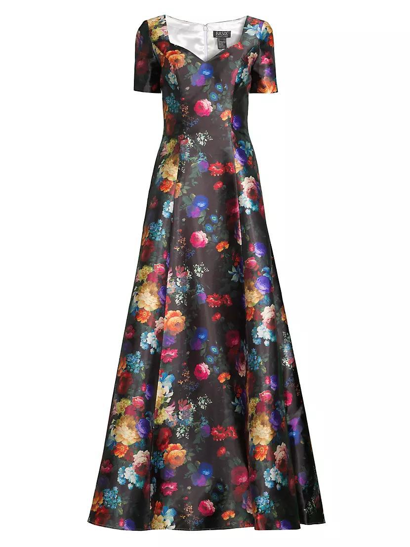 Floral Print Satin Gown Product Image