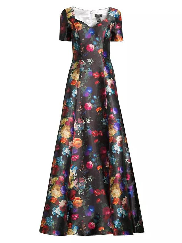 Floral Print Satin Gown Product Image