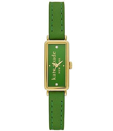 kate spade new york Womens Slim Rosedale Analog Green Leather Strap Watch Product Image