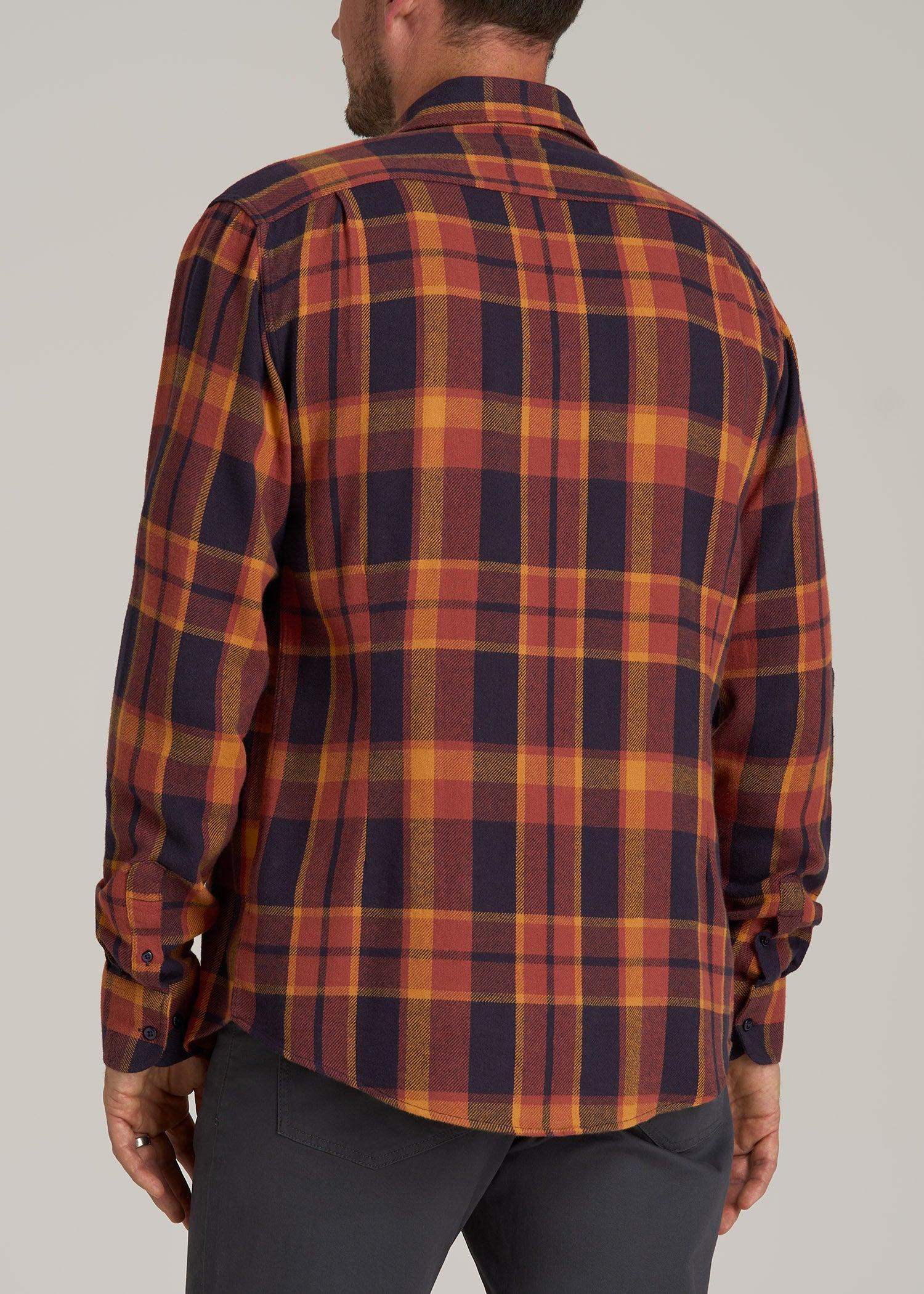 Nelson Flannel Shirt for Tall Men in Burnt Orange Tartan Male Product Image