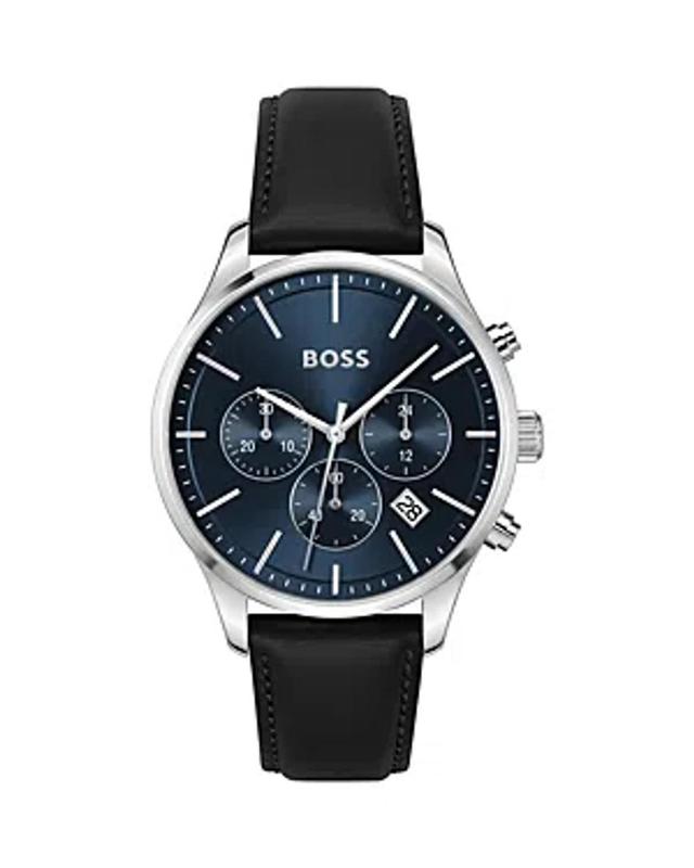 Leather-strap Chronograph Watch With Blue Dial Men's Watches In Assorted-pre-pack Product Image