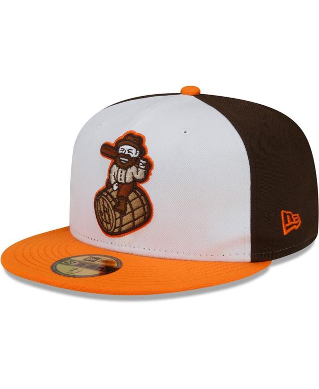 New Era Mens White Bowling Green Hot Rods Theme Night 59FIFTY Fitted Hat - White, Orange Product Image