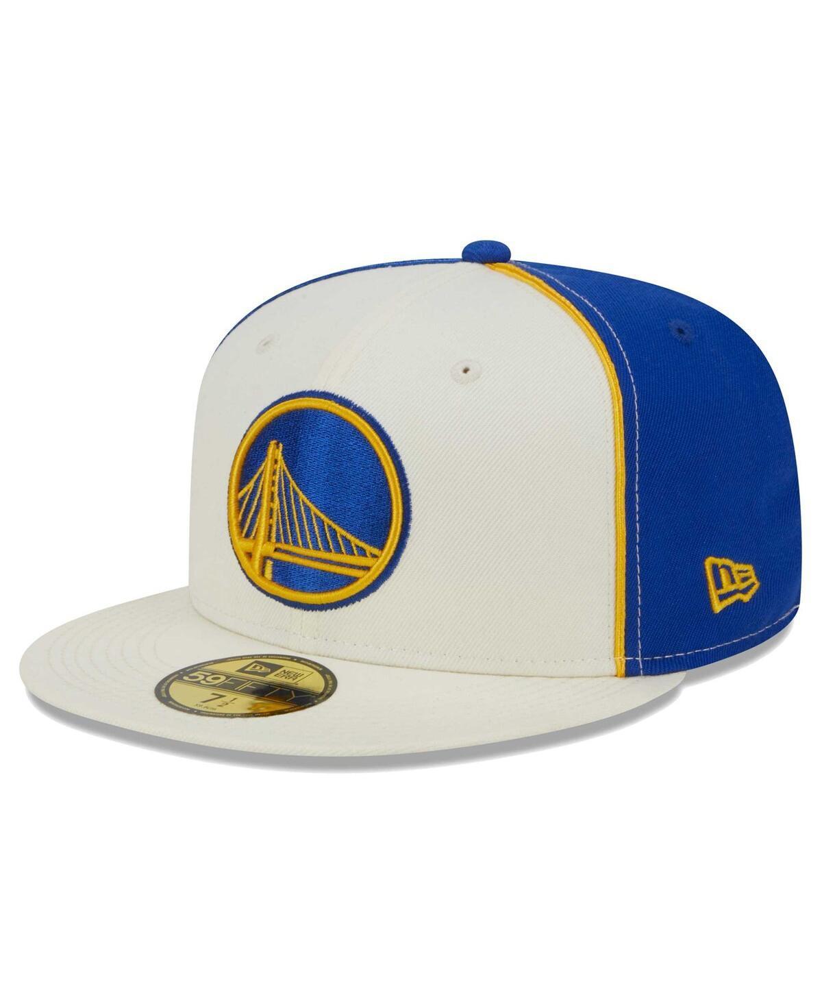 Mens New Era Cream Golden State Warriors Piped Pop Panel 59FIFTY Fitted Hat Product Image