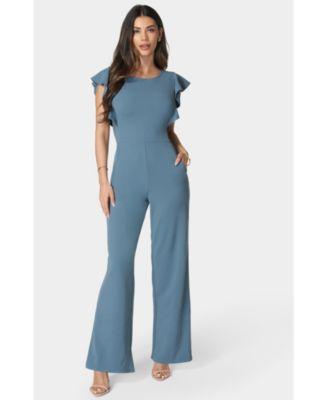 Women's Scuba Crepe Jumpsuit With Ruffle Sleeve Product Image