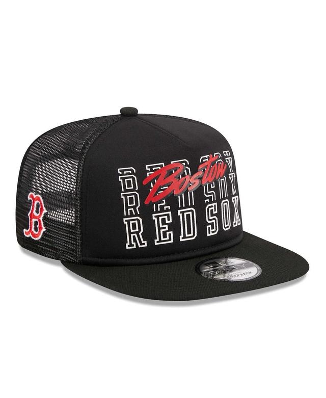 Mens New Era Black Boston Red Sox Street Team A-Frame Trucker 9FIFTY Snapback Hat Product Image