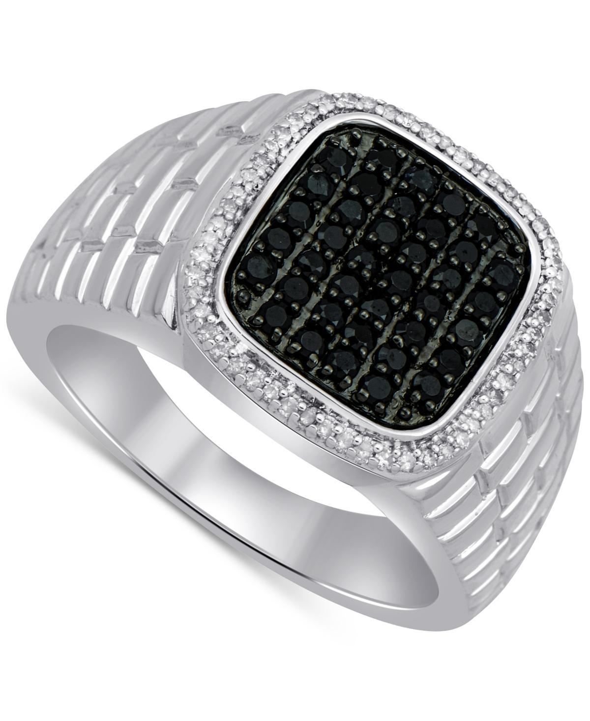 Mens Black & White Diamond Ring (3/4 ct. t.w.) in Sterling Silver Product Image