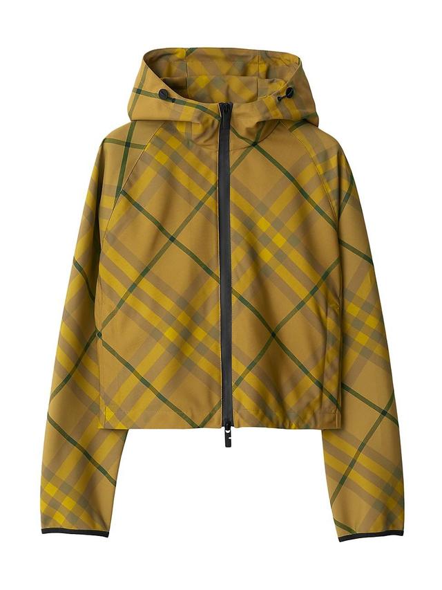 Womens Checkered Twill Cropped Jacket Product Image