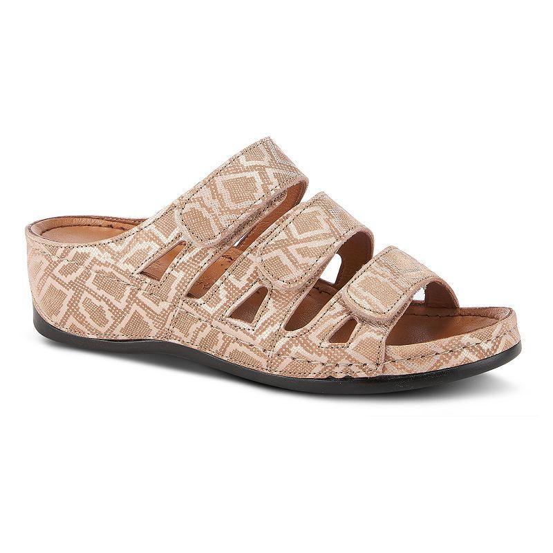 Spring Step Eulale Womens Leather Slide Sandals Beige Product Image