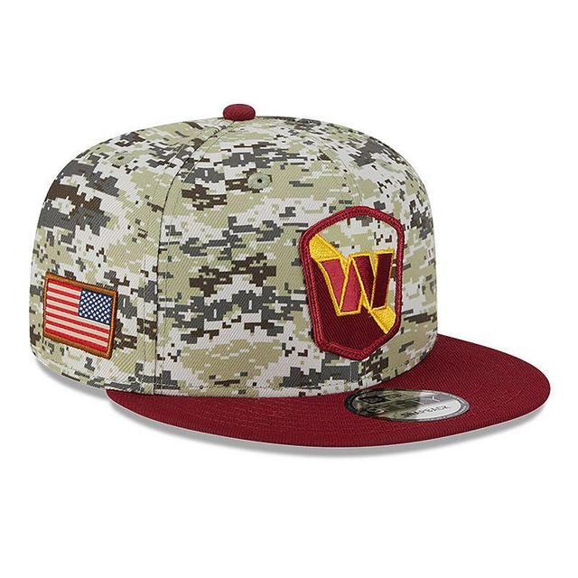 Mens New Era Camo/Burgundy Washington Commanders 2023 Salute To Service 9FIFTY Snapback Hat Product Image