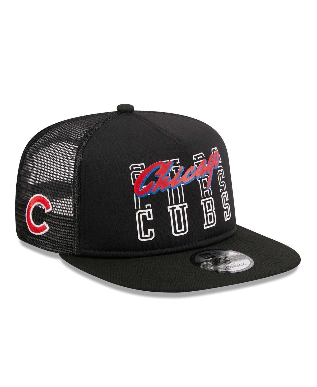 Mens New Era Black Chicago Cubs Street Team A-Frame Trucker 9FIFTY Snapback Hat Product Image