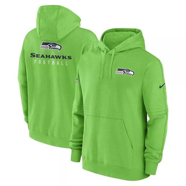 Mens Nike Neon Green Seattle Seahawks Sideline Club Fleece Pullover Hoodie Product Image