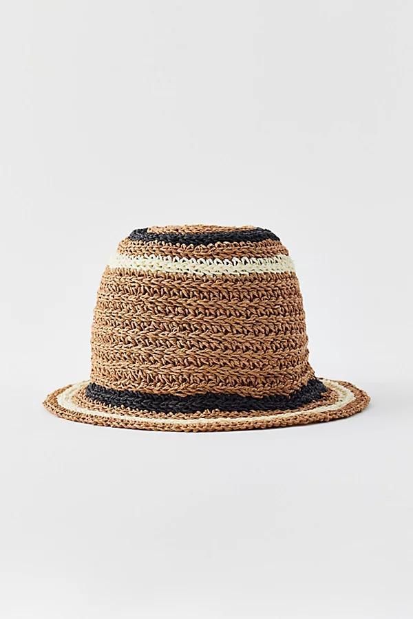 Striped Straw Bucket Hat Womens at Urban Outfitters Product Image