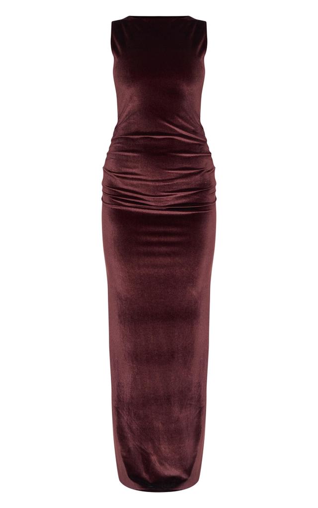 Chocolate Velvet Boat Neck Maxi Dress Product Image