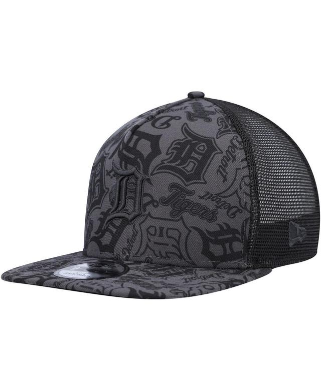 Mens New Era Black Detroit Tigers Repeat A-Frame 9FIFTY Trucker Snapback Hat Product Image