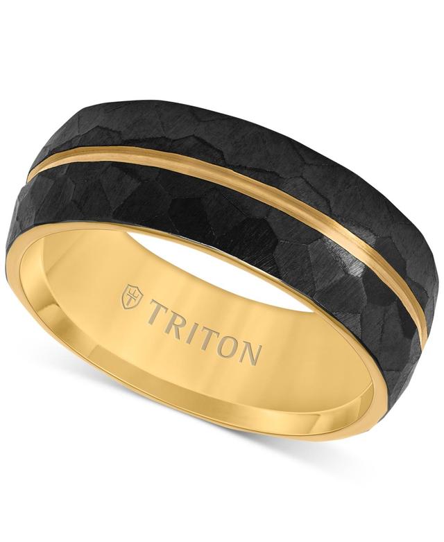 Triton Mens Double Row Comfort Fit Wedding Band in Titanium Pvd-Plate - Black, Yellow Product Image