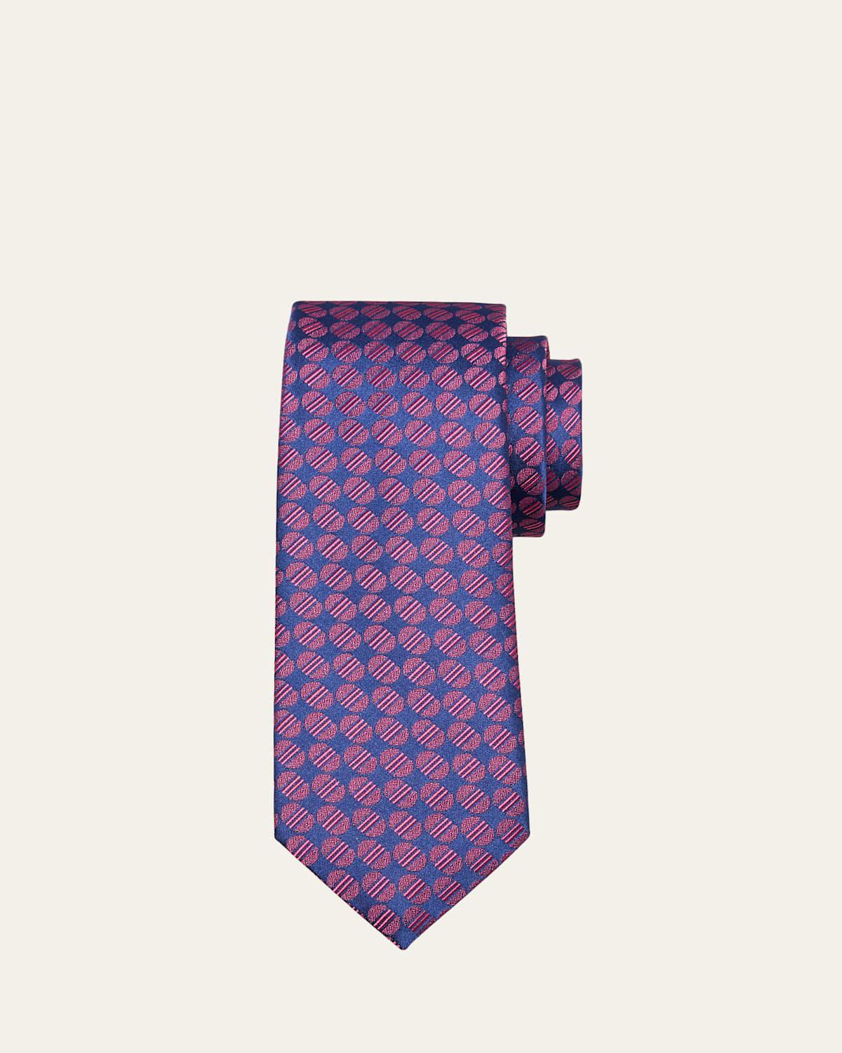 Mens Stripe Ovals Silk Tie Product Image