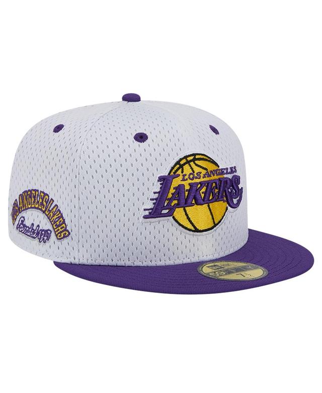 New Era Mens White/Purple Los Angeles Lakers Throwback 2Tone 59Fifty Fitted Hat Product Image