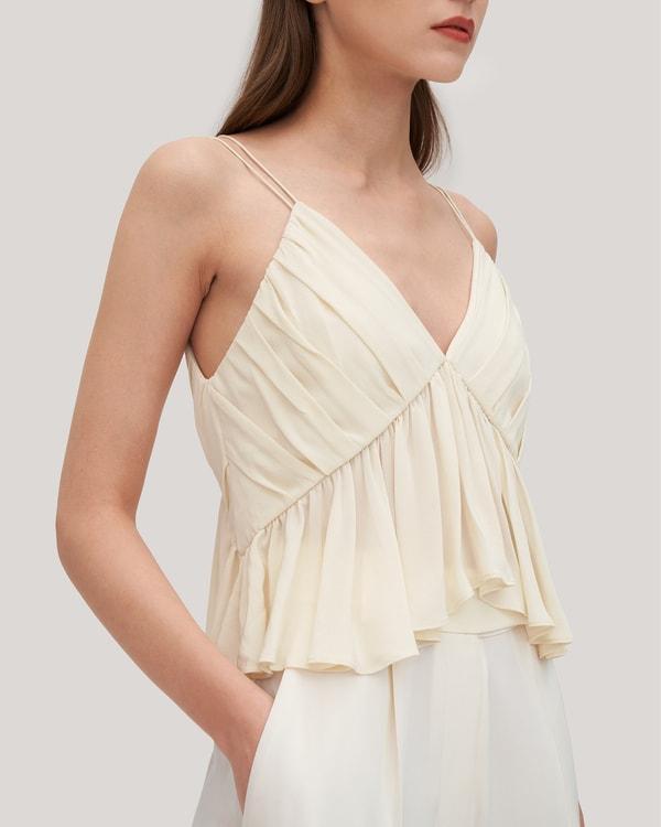 Versatile Pleated Silk Magnolia Camisole Product Image