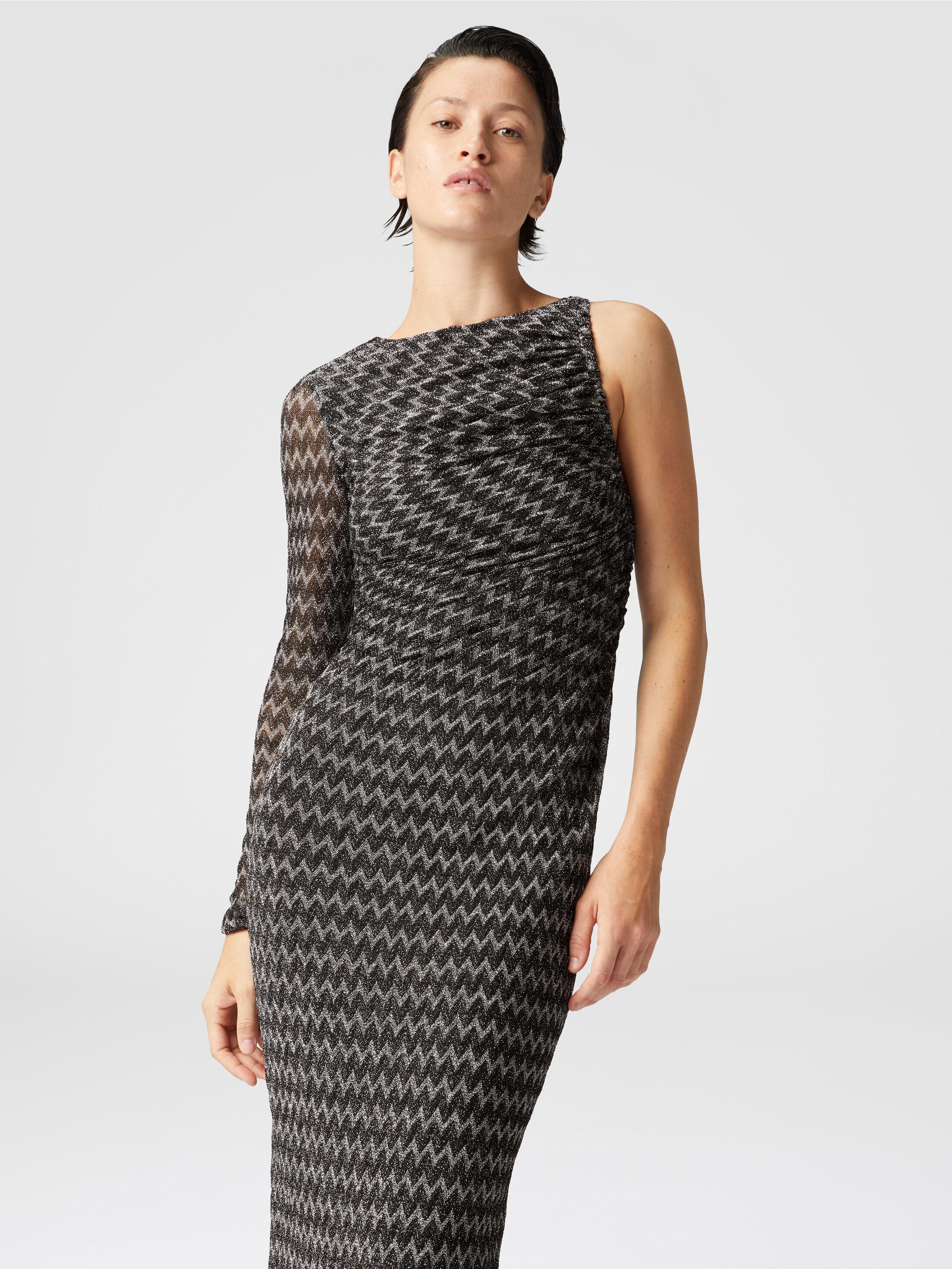 One-shoulder midi dress in lamé viscose Product Image