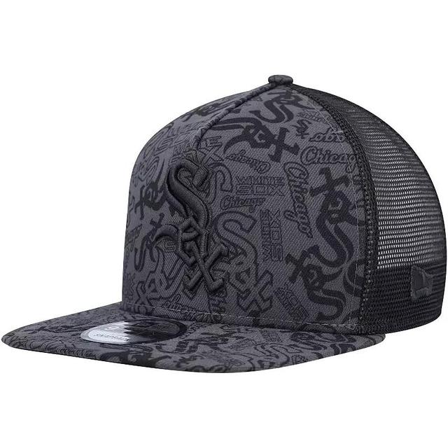 Mens New Era Black Chicago White Sox Repeat A-Frame 9FIFTY Trucker Snapback Hat Product Image