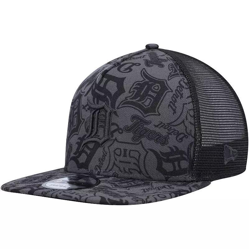 Mens New Era Black Detroit Tigers Repeat A-Frame 9FIFTY Trucker Snapback Hat Product Image