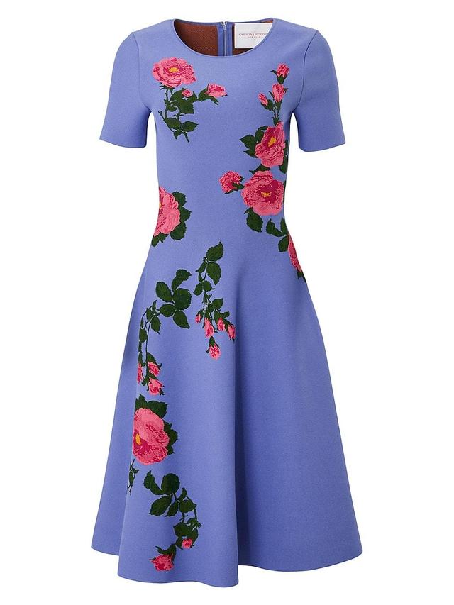 Womens Floral Short-Sleeve Fit & Flare Midi-Dress Product Image