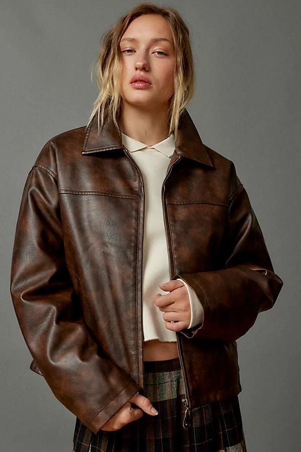 BDG Sasha Faux Leather Car Jacket Womens at Urban Outfitters Product Image