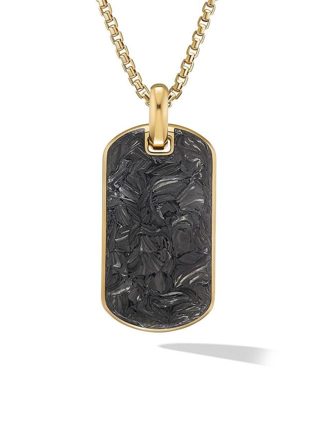 Mens Forged Carbon Tag In 18K Yellow Gold Product Image