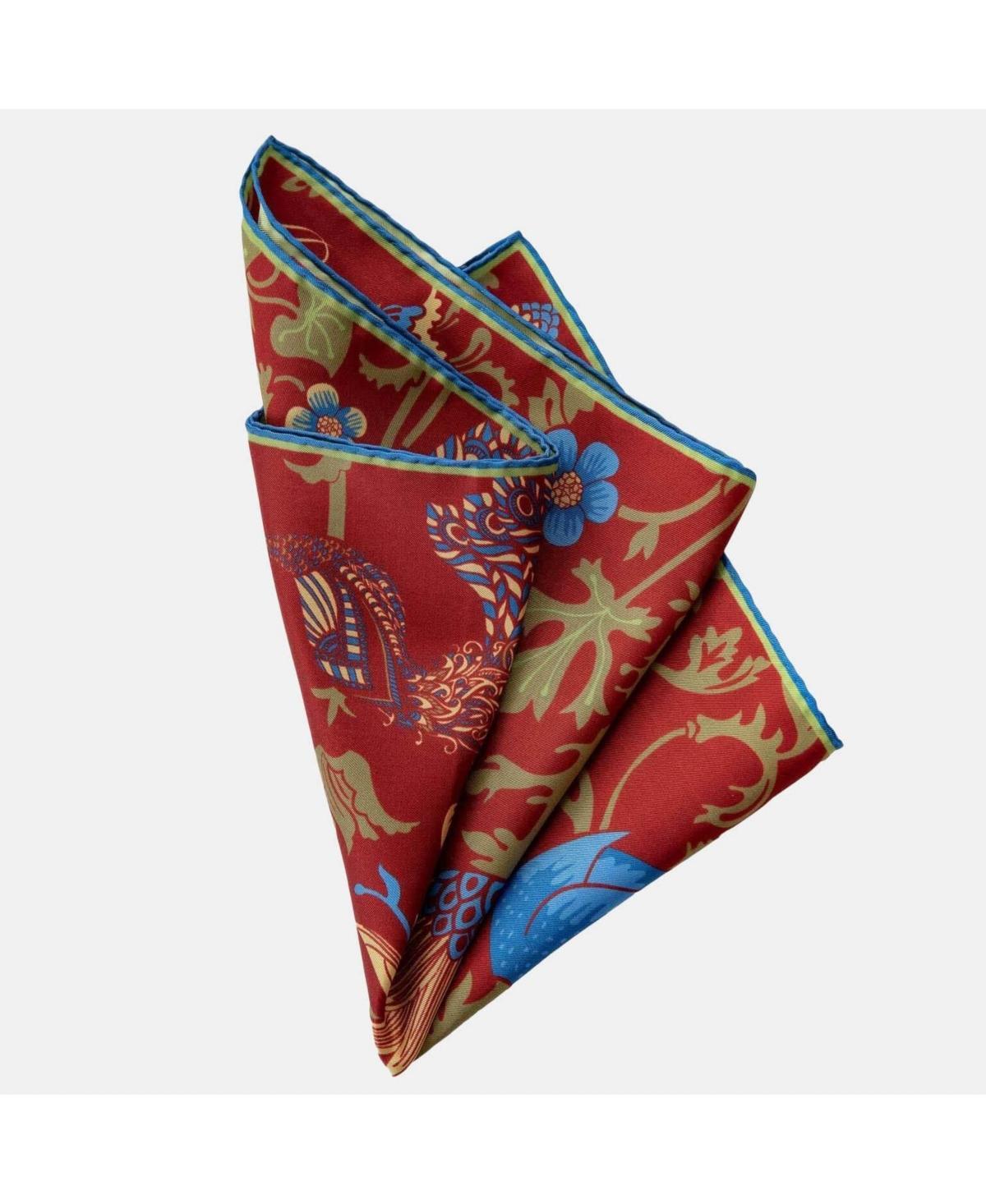 Elizabetta Mens Pavone - Large Silk Pocket Square for Men Product Image