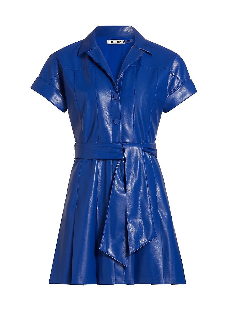 Womens Shirley Faux-Leather Mini Shirtdress Product Image