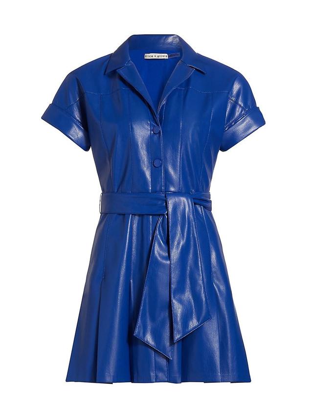 Womens Shirley Faux-Leather Mini Shirtdress Product Image