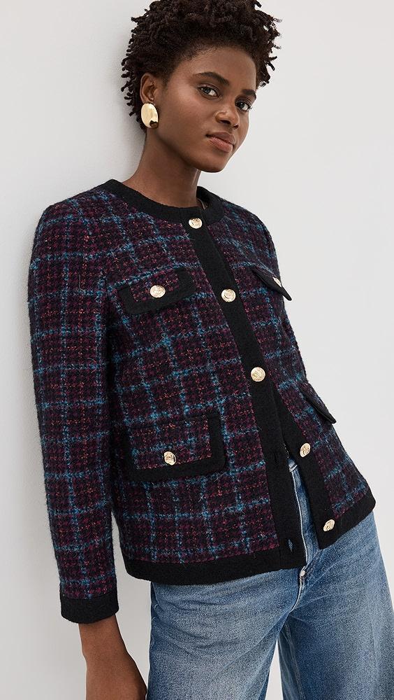 ANINE BING Lydia Jacket In Blue and Red Tweed | Shopbop Product Image