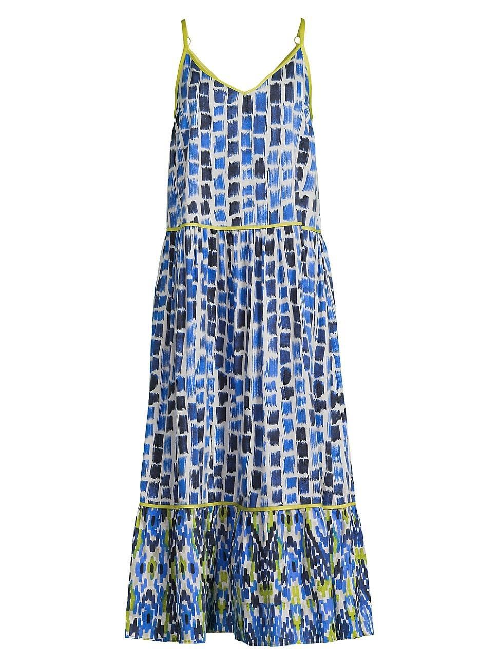 Womens Brushstroke Blues Maxi Dress Product Image