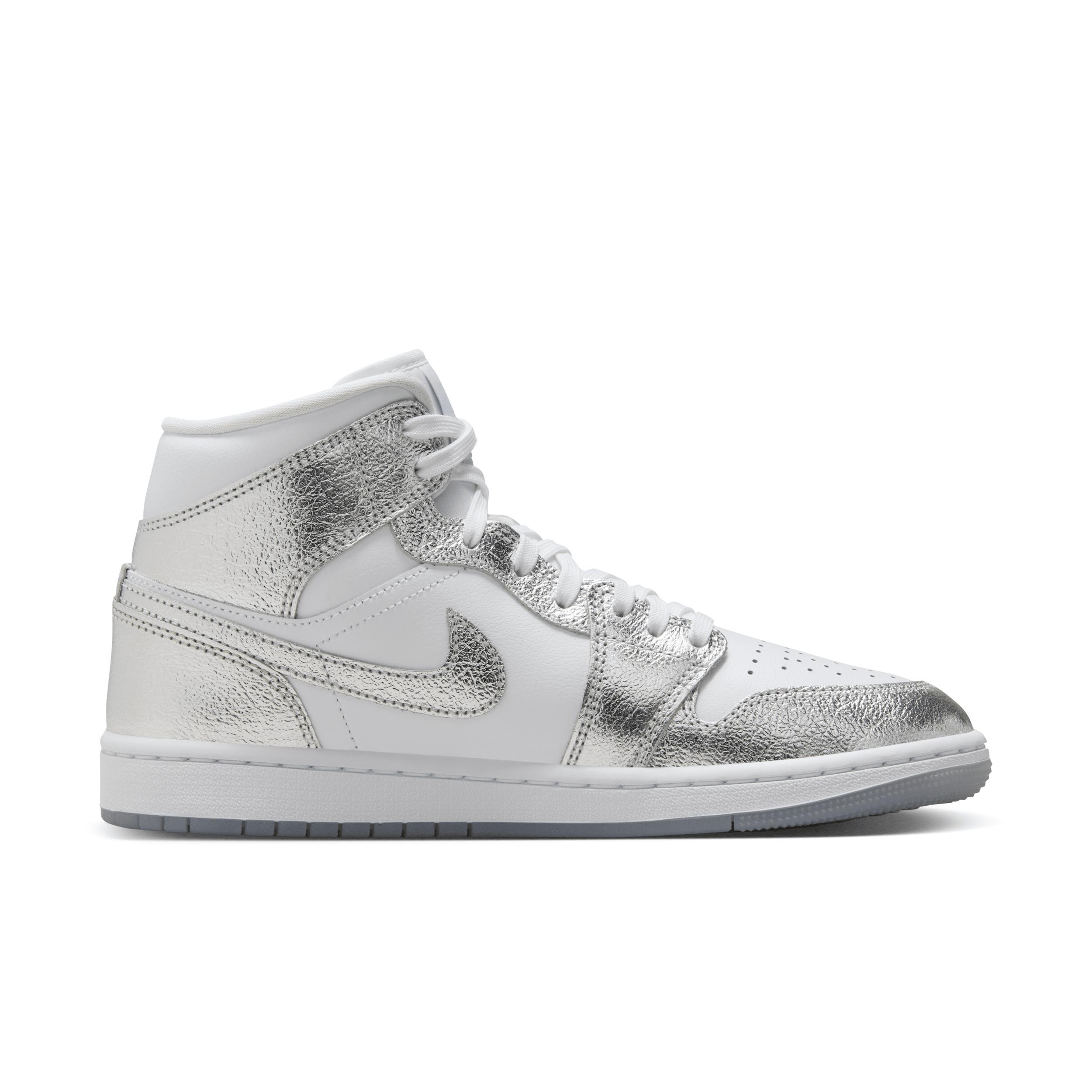 Jordan Womens 1 Mid SE - Shoes White/Silver Product Image