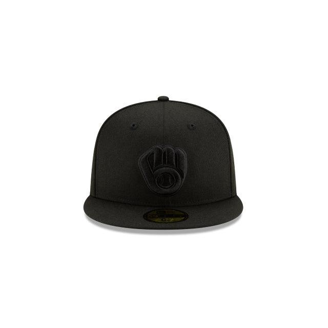 Milwaukee Brewers Black on Black 59FIFTY Fitted Hat Male Product Image