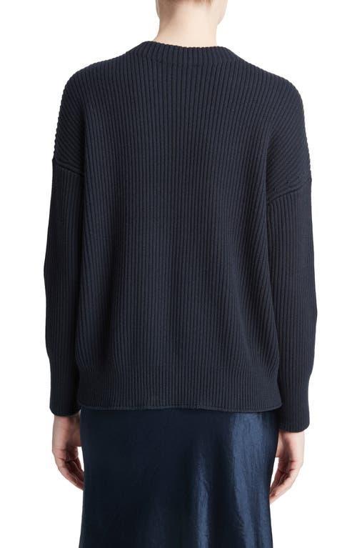 Ribbed Funnel-neck Cotton Cashmere Sweater In Blue Product Image