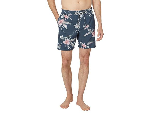 Faherty Shorelite Trunks 7 (Navy Block Palm) Men's Swimwear Product Image