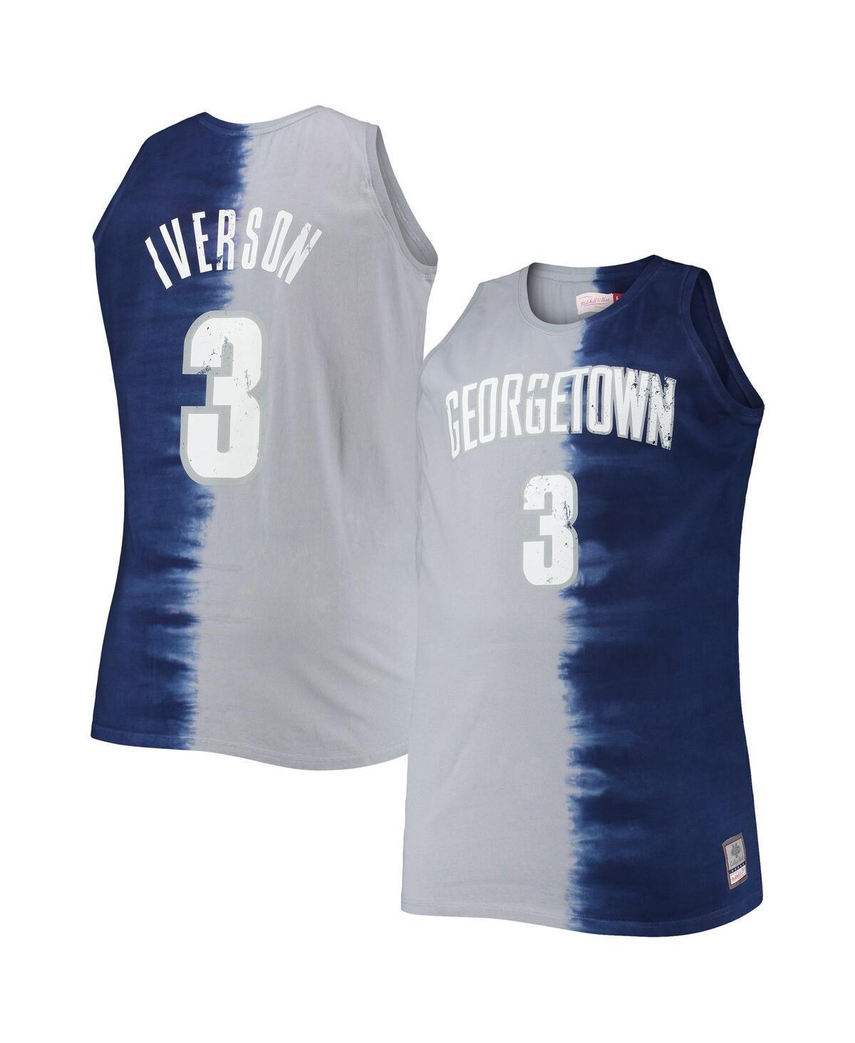 Mens Mitchell & Ness Allen Iverson Navy, Gray Georgetown Hoyas Big and Tall Player Tie-Dye Jersey - Navy, Gray Product Image