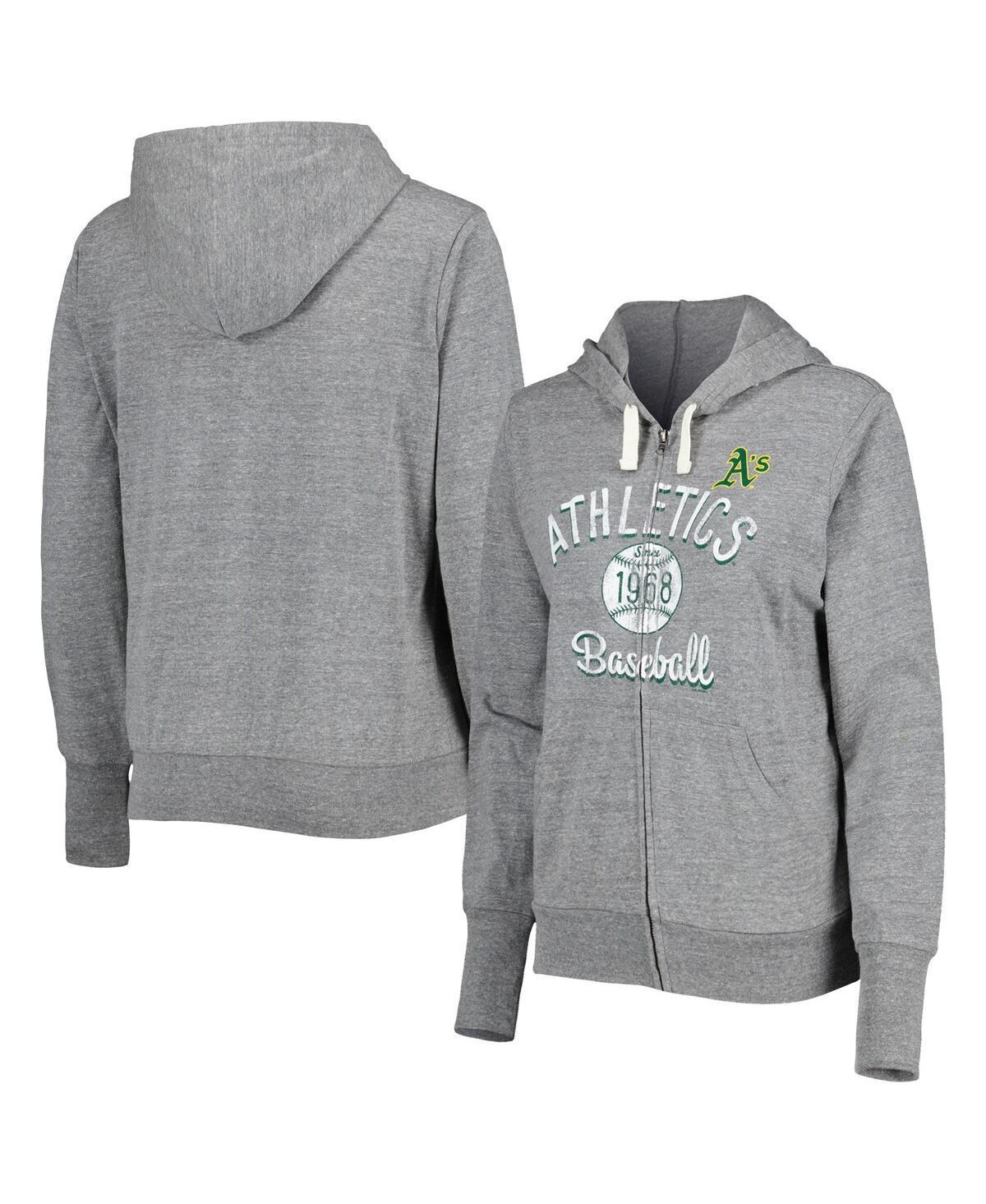 Womens Touch Gray Oakland Athletics Training Camp Tri-Blend Full-Zip Hoodie Product Image