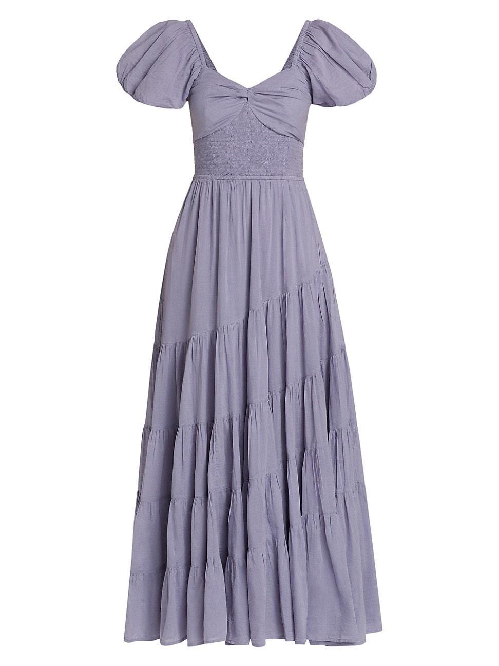 Womens Sundrenched Puff-Sleeve Smocked Maxi Dress Product Image