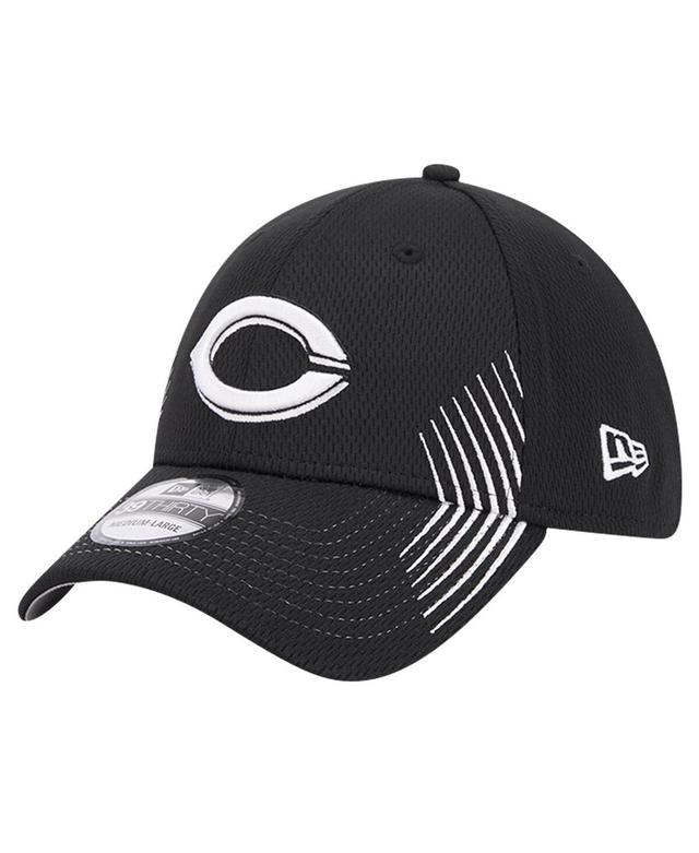 Mens New Era Black Cincinnati Reds Active Dash Mark 39THIRTY Flex Hat Product Image