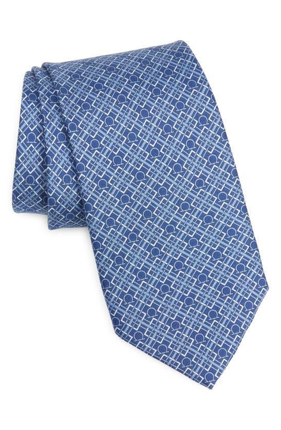 FERRAGAMO Vera Gancio Silk Tie In Blue Product Image