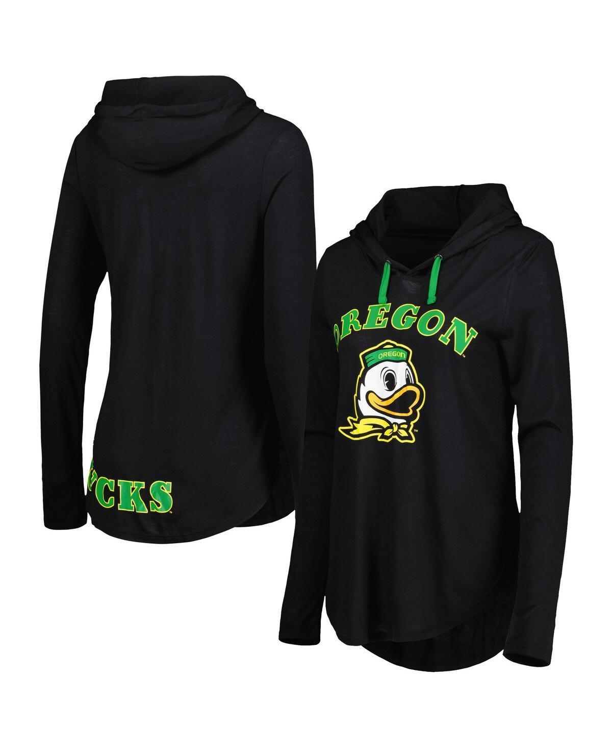 Womens Colosseum Black Oregon Ducks My Lover Lightweight Hooded Long Sleeve T-shirt Product Image