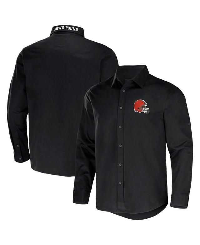 Mens Nfl x Darius Rucker Collection by Fanatics Black Cleveland Browns Convertible Twill Long Sleeve Button-Up Shirt Product Image