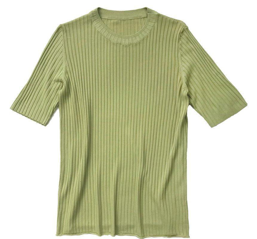 Short-Sleeve Ribbed Knit Top Product Image