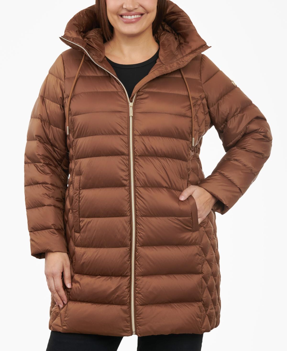 Michael Michael Kors Womens Plus Size Hooded Down Packable Puffer Coat, Created for Macys Product Image